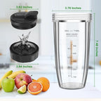 Blender Replacement Parts for Ninja, 24oz Ninja Blender Cup Replacement with To-Go Lid & 7-Fins Extractor Blade for Nutri Ninja Blenders BL2012 NN100-30 BL480-30 BL640-30 BL642-30 BN801 3pcs