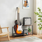 Bikoney Guitar Stand,3 Electric Bass Guitar Stand Floor with Guitar Amp Stand,Guitar Rack for Multiple Guitars and Guitar Accessories, Adjustable Guitar Holder, Guitar Display for Music Studio Home