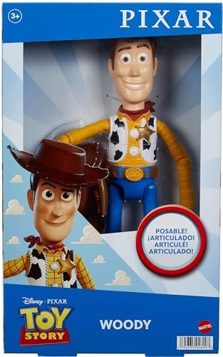 Mattel Disney and Pixar Toy Story Large Action Figure, Posable Woody Collectible in Signature Sheriff Look with Removable Hat, 12-inch Scale