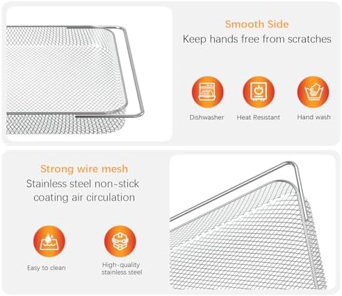Air Fryer Oven Basket Replacement Baking Trays for Ninja Foodi SP201 SP301 SP351 Series Dual Heat Air Fryer Oven, Mesh Basket，Air Fryer Accessories for Ninja Foodi Air Fry Oven