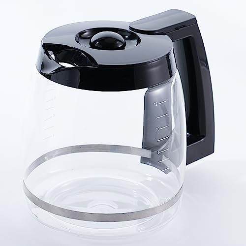Replacement 12-Cup Glass Carafe, Compatible with Cuisinart Coffee Maker, Replaces DCC-1200PRC (Decorative Stainless-steel Handle)