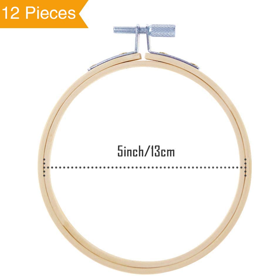 Caydo 12 Pieces 5 Inch Embroidery Hoops, Cross Stitch Hoops Ring Bulk Wholesale for Christmas Ornaments Decoration and Art Craft Handy Sewing