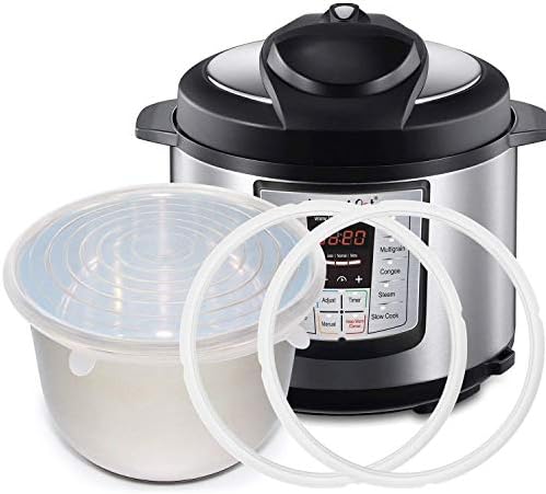 Silicone Sealing Ring Gaskets (2) + Silicone Inner Pot Lid Cover (1) Accessories Compatible with 8 Qt Instant Pot and Other Pressure Cookers