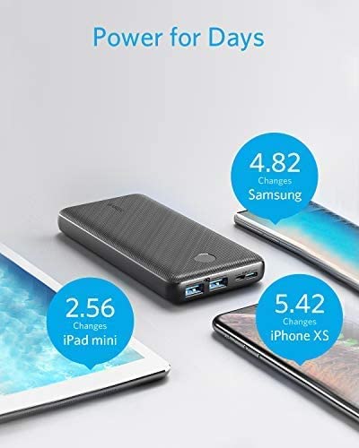 Anker Portable Charger, Power Bank, 20,000mAh Battery Pack with PowerIQ Technology and USB-C (Recharging Only) for iPhone 15/15 Plus/15 Pro/15 Pro Max, iPhone 14/13/12 Series, Samsung Galaxy (Black)