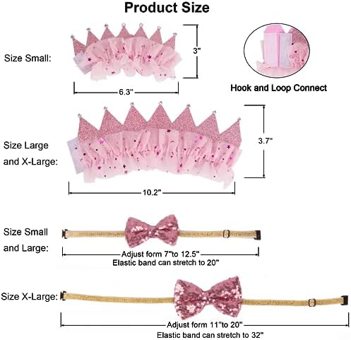 ADOGGYGO Dog Birthday Party Supplies, Multi Size Offered, Birthday Girl Dog Bandana, Dog Birthday Hat Crown with Numbers for Small Dogs Pets (Small, Pink)