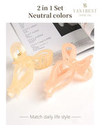 Yanibest Elegant Bow Hair Claw Clips Stylish Large Hair Clips for Thin and Thick Hair | Holiday Gift for Teen Girls | Chic Hair Styling Accessories for Women (Beige/Pink)