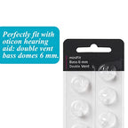 Hearing Aid Domes for Oticon Replacements, Oticon Minifit Double Vent Bass Domes (6 mm/2 Packs）, Universal Domes for Oticon Hearing Aid Supplies.