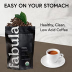 Fabula Low Acid Coffee Beans Whole, Organic Espresso Coffee - Non-GMO - No Molds - Mycotoxins Pesticides Free - Single Origin Coffee - 12 Oz