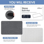 Veeloim Stone Bath Mat Diatomaceous Earth Bath Mat Super Absorbent Stone Bath Mats for Bathroom/Kitchen Counter Quick Drying Diatomite Bath Stone Mat Natural Non-Slip Easy to Clean(23.6×15.4")