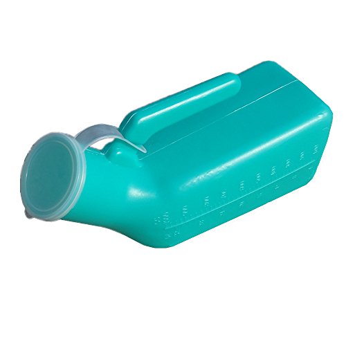 YUMSUM Thick Firm Male Urinal Urine Bottle with Replacement Lids 32oz./1000mL (Green,2 Pack)