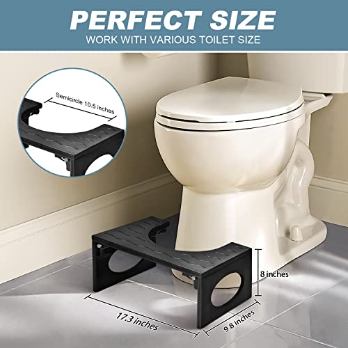 BQYPOWER Toilet Stool, Bamboo 8 Inch Toilet Potty Stool, Foldable Bathroom Poop Stool with Non-Slip Mat for Adults Children…