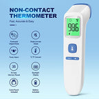 GoodBaby Non-Contact LCD Thermometer for Adults and Kids, Digital Forehead Thermometer with Fever Alarm, Silent Mode and 35-Set Memory, Object 2 in 1 Mode, FSA/HSA Eligible, Blue