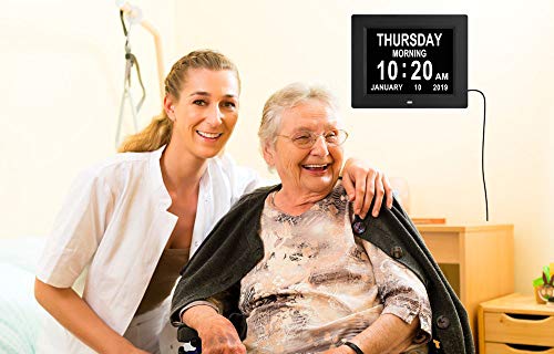 TMC Dementia Clock Digtal Day Clocks for Seniors,Digital Clock Large Display with Day Date for Elderly,Alzheimers Clock with Large Number(Black,8-inch)