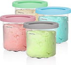 Containers Replacement for Ninja Creami 7-in-1 Pints and Lids -4 Pack 16 oz- Compatible with NC301, NC300 NC299AMZ Series-Leak Proof Lids Dishwasher Safe