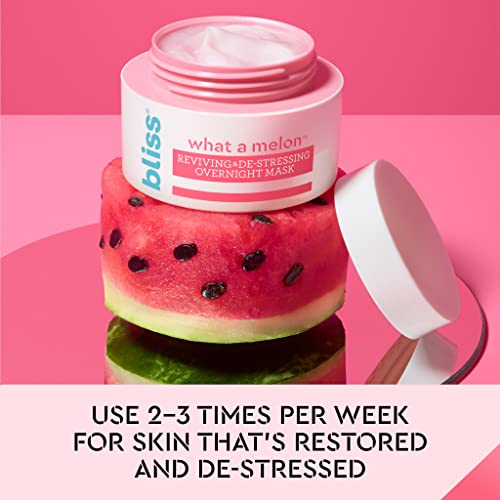 Bliss What a Melon Overnight Facial Mask - 1.7 Oz - Reviving & De-stressing Overnight Mask - Hydrates, Nourishes, and Softens - All Skin Types - Vegan & Cruelty-Free