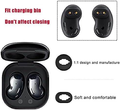 6 Pairs L/S Galaxy Buds Live Ear Tips Silicone Adapter Ear Wing Tips Replacement Earbuds Tips for Samsung Galaxy Buds Live Accessories Rubber Earbuds Tips, Black