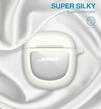 SURITCH Protective Case for Bose QuietComfort Earbuds II 2022 / QuietComfort Ultra 2023, Shockproof Case Cover for Bose QC ii 2 Charging Case Accessories with Carabiner, White