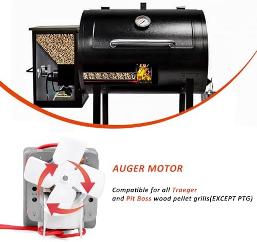 Upgraded 2.0 RPM Auger Motor Replacement for Traeger, Pit Boss Wood Pellet Grills, Camp Chef, Oklahoma Joe's, Cuisinart Wood Creek and Z Grills, Universal Auger Motor 110V, 60Hz, 2 Pole