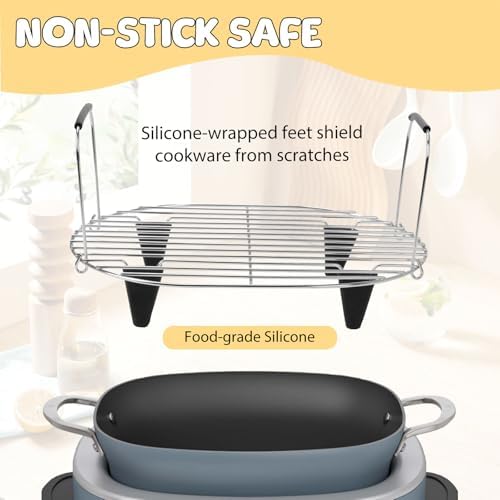 Steam and Roast Rack Compatible with Ninja Foodi Possible Cooker Pro 8.5 Quart MC1000,MC1001,MC1010 Slow Cooker Crock,Stainless Steel Ninja Possible Cooker Pro Accessories with Silicone Feet & Handles