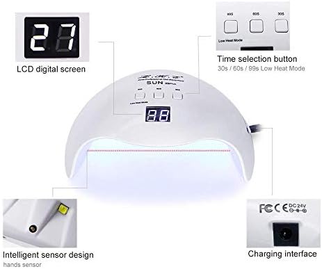 Gel UV LED Nail Polish Lamp, LKE Nail Dryer 40W LED Light with 3 Timers Professional for Nail Art Tools Accessories White