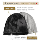 YANIBEST 2 Pcs Silk Bonnet Satin Bonnet Hair Bonnet for Sleeping- Adjustable Saty on Satin Lined Slouchy Beanie Hat for Women
