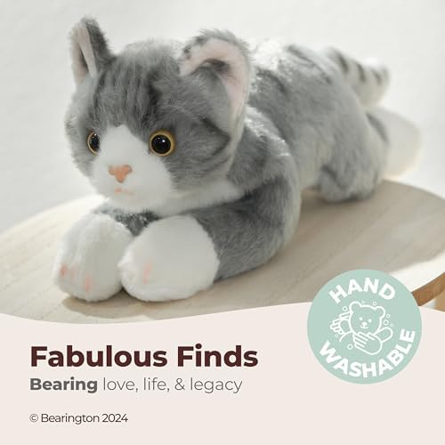 Bearington Collection Lil' Socks Cat 8 Inch Stuffed Animals Stripped Cat Plush Toy - Stuffed Cats That Look Real - Plushies for Kids