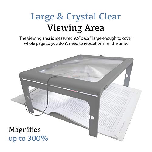 MagniPros See Things Differently 3X Large Full Page Magnifier with 12 LED Lights, Foldable Flip-Out Legs, Dual Power Supply Modes- Ideal for Hands Free Reading, Low Vision, Seniors with Aging Eyes
