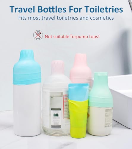 20 Pack Travel Essentials Silicone Bottle Covers, Cruise Ship Essentials, Travel Accessories Luggage for Women Men, Elastic Sleeves for Leak Proofing, Fit Most Travel Size Bottles Toiletries