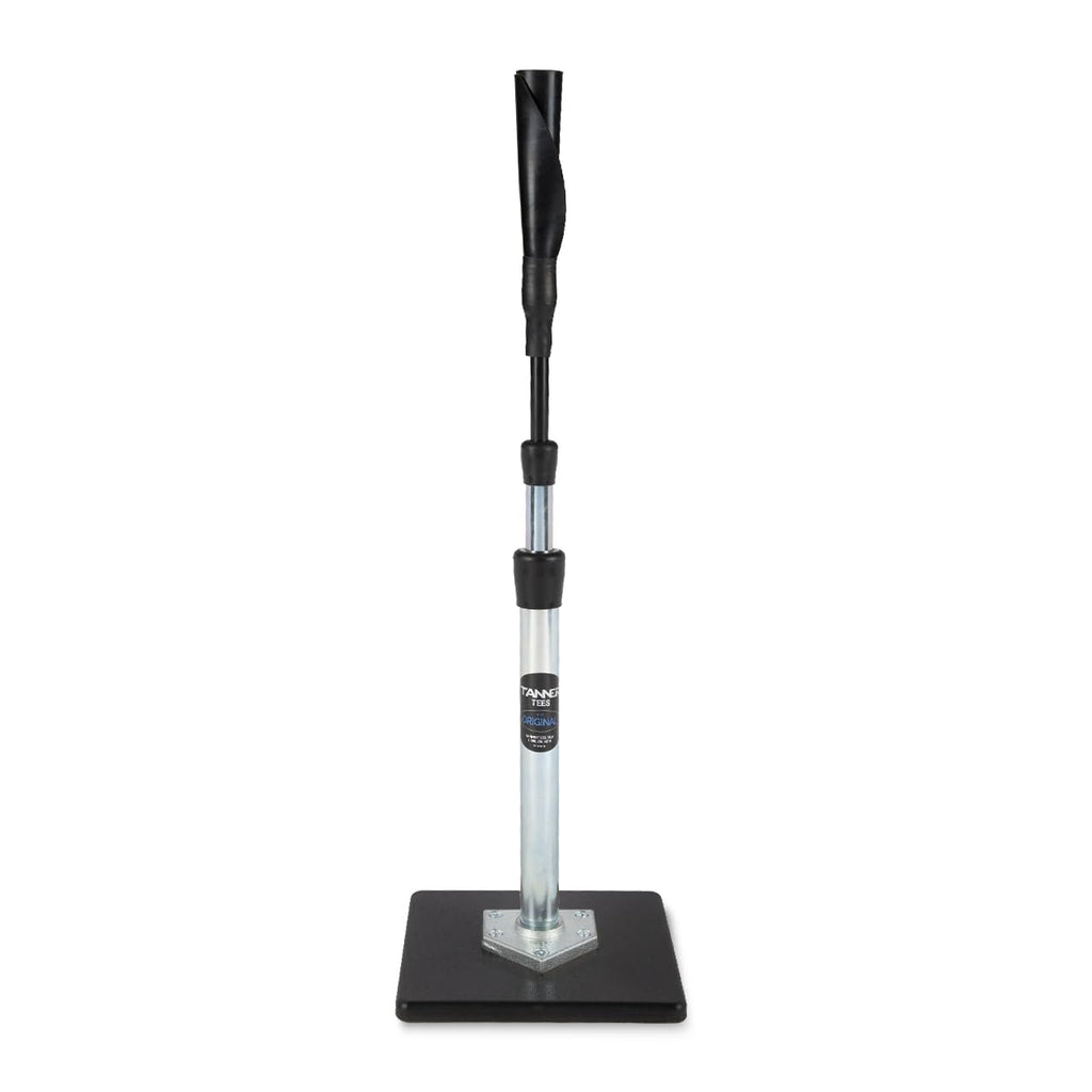 TANNER TEE ORIGINAL Premium Pro-Style Baseball/Softball Adult Batting Tee with Tanner Original Base, Hand-rolled Flexible Rubber Ball Rest, Adjustable: 26" to 43", Durable Steel Stem