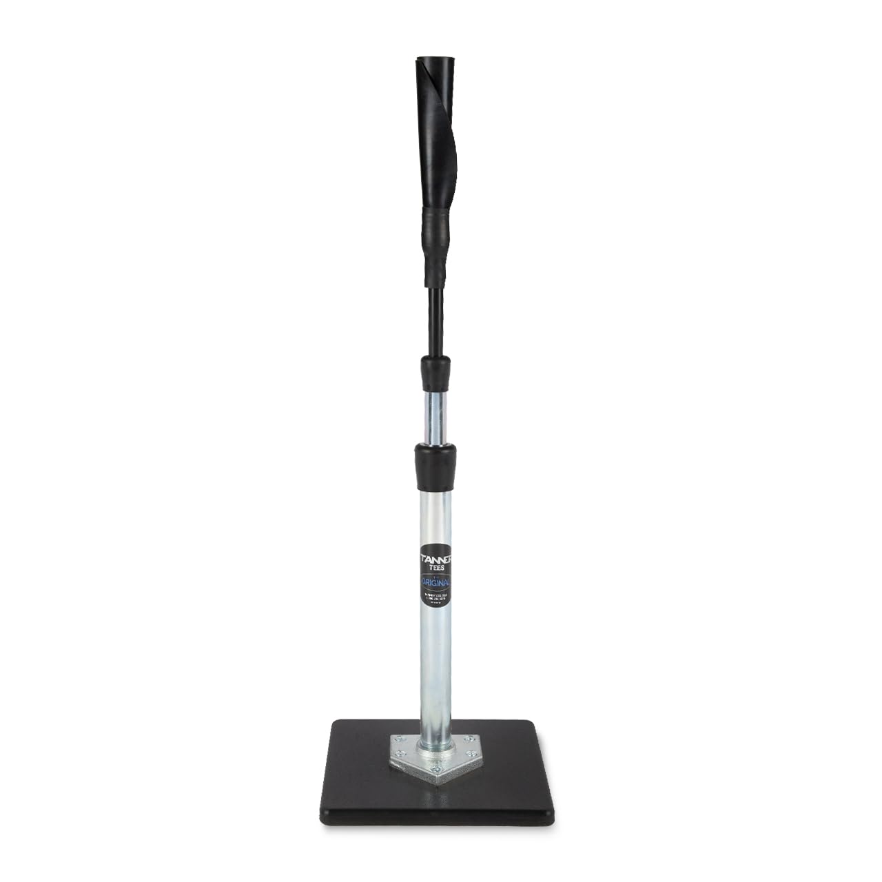 TANNER TEE ORIGINAL Premium Pro-Style Baseball/Softball Adult Batting Tee with Tanner Original Base, Hand-rolled Flexible Rubber Ball Rest, Adjustable: 26" to 43", Durable Steel Stem