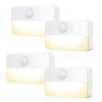 Ankilo Newest Mini Motion Sensor Light, 4 Pack Battery Powered LED Night Light, Wall Light, Closet Lights, Safe Lights, Stairs Lights, Hallway Lights, Cabinet Lights, Warm White