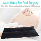 D. Cozy Hysterectomy Pillow Abdominal Surgery Seatbelt Pillows with Pocket Myomectomy Comfort Cushion for Belly Incision Tummy Tuck C-Section Recovery Gifts Women Patients (Minky Black)