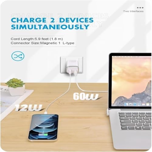 45W 60W Mini Charger Compatible with Mac Book Air 11/13 inch, Magnetic 1st-Gen L Type Connector, Portable Travel Replacement USB Adapter A1374 A1244 A1370 A1369 A1377 A1237 (Before Mid 2012)