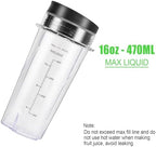 Upgrade 2 Pack 16oz QB3001SS Replacement Cups Compatible with Ninja Fit Compact Personal Blender, Replacement for Ninja Blender Cups with Scale and Sealing Cap…