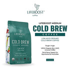Lifeboost Medium Cold Brew Coffee - Low Acid Coarse Ground Coffee for Cold Brew - Single Origin Non-GMO USDA Organic Cold Brew Coffee Grounds - 3rd Party Tested For Mycotoxins & Pesticides - 12 Ounces