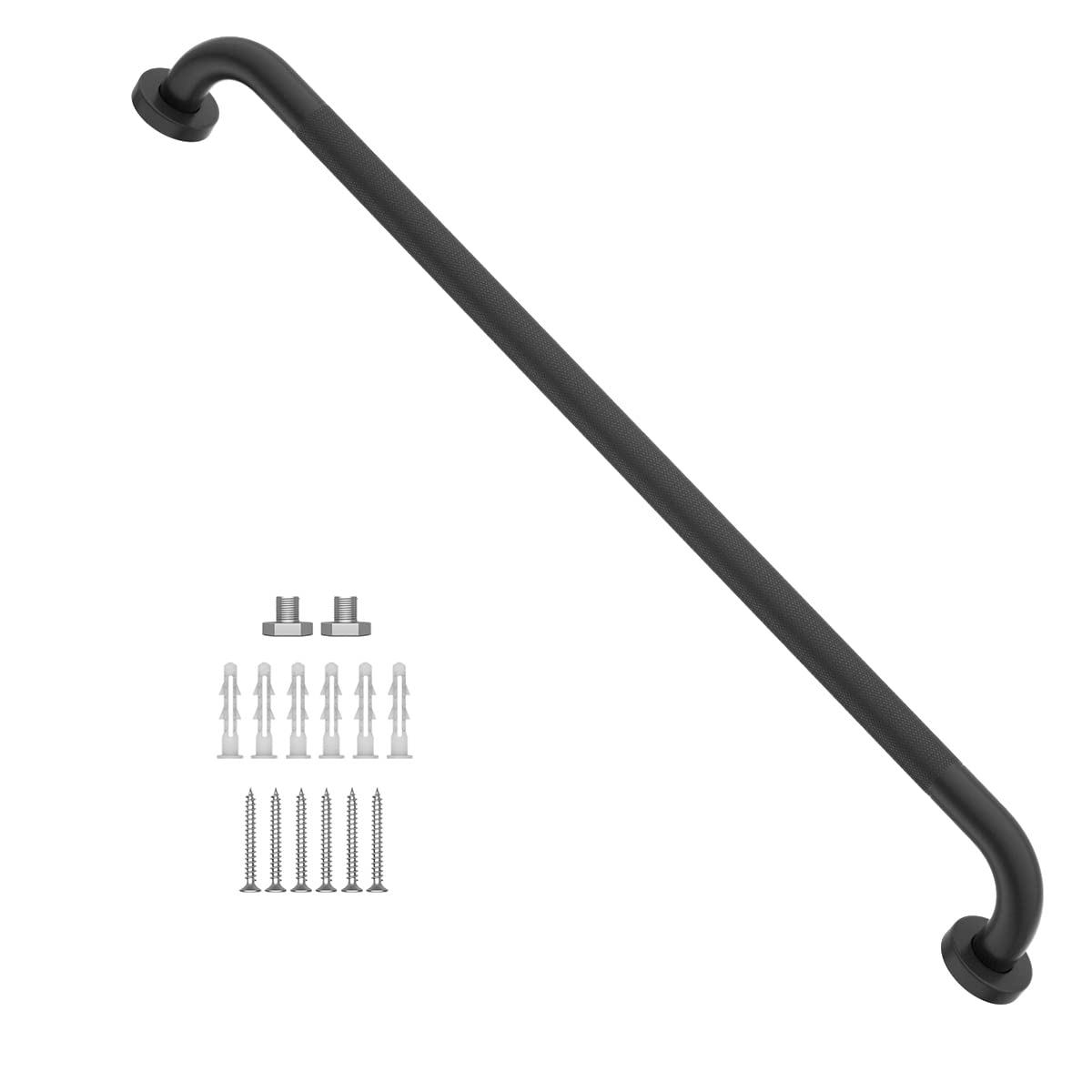 32 Inch Anti Slip Shower Grab Bar Oil Rubbed Black 1.25" Diameter,Munzong Bathroom Grab Bar, Knurled Bathroom Balance Bar,Safety Hand Rail Support Handicap Elderly Senior Assist Bath Handle