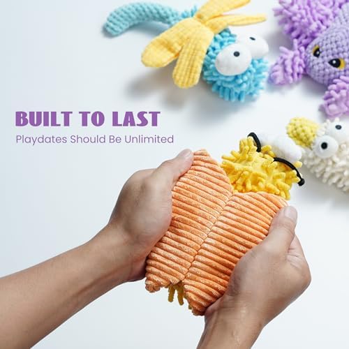 Nocciola Small Medium Dog Toys, Cute Soft Squeaky Crinkle Plush Stuffed Durable Pet Teething Animal Chew Toys for Medium Small Puppy, Cognitive Stimuting Boredom Accessories Girl Gifts 5 Packs