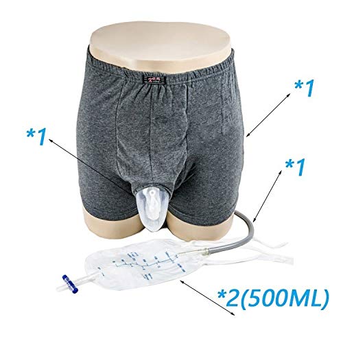 MHKGIOA Male Urinal - Wearable Men's Urinal with Elastic Waistband & Two 500ml Urine Collection Bag - Reusable Urine Collector(Random Color) (M)