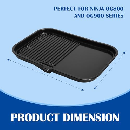SafBbcue Grill & Griddle Plate for Ninja Woodfire Pro Connect XL Ninja OG951 OG850 OG952 Grill Accessories, XSKGRIDLXL Flat Top 2-in-1 Plate for Ninja Woodfire OG800/900 Series, Non-Stick Griddle Pan
