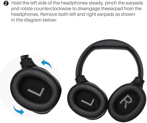 TOZO HT2 Hybrid Active Noise Cancelling Headphones, Wireless Over Ear Bluetooth Headphones, HT2 Replacement Ear Pads Black
