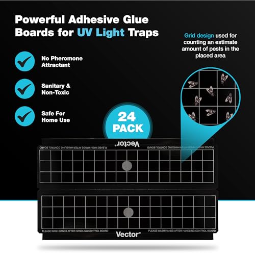 Catchmaster Vector Trap Replacement Glue Boards, 15 & 30 Watt UV Light Fly Traps Indoor For Home, Sticky Gnat Traps for House Indoor, UV Lamp Insect & Mosquito Killer Refill, Adhesive Bug Light Boards