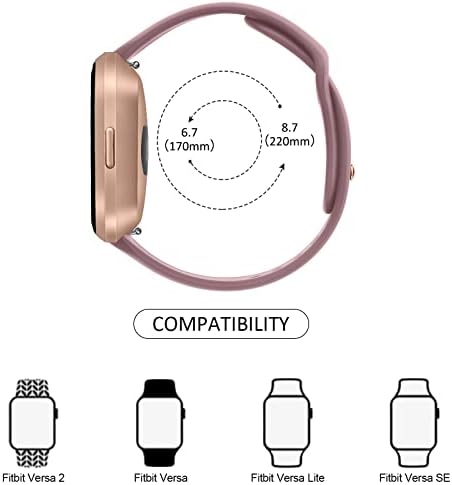 4 Pack Silicone Bands Compatible with Fitbit Versa 2 / Versa/Versa Lite/Versa SE, Classic Soft Straps Replacement Sport Wristbands for Women Men