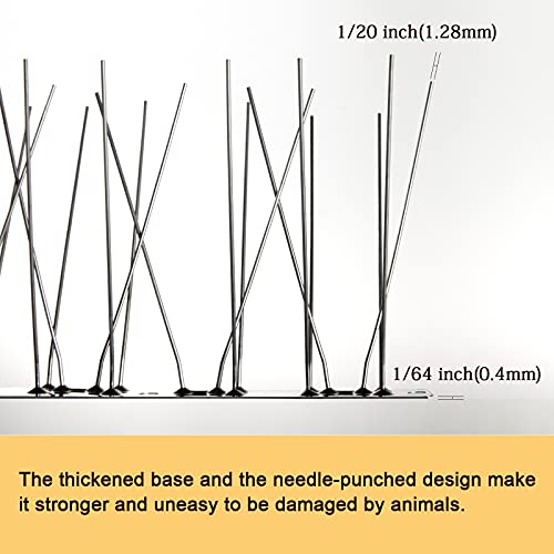OFFO Bird Spikes Pre-Assembled for Pigeons Birds, Cover 24 Feet Durable Bird Spikes with Stainless Steel for Fence Roof Mailbox Window