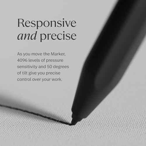 reMarkable Marker Plus The Official reMarkable 2 Pen with Eraser | 9 Felt Replacement Tips | Tilt Sensitivity and 4096 Levels of Pressure Sensitivity |