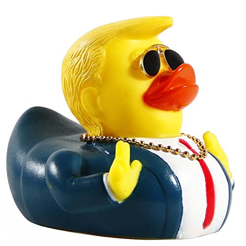 Rubber Ducks Car Duck Dashboard Decoration Squeak Trump Ducks Toys Car Ornaments Car Décor Accessories with Sunglasses and Golden Necklace
