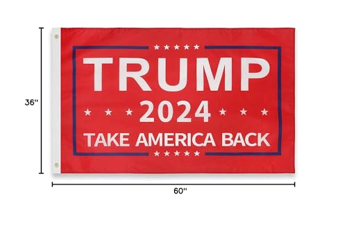 DANF Donald Trump for President 2024 Take America Back Flag Red 3x5 Foot with Grommets
