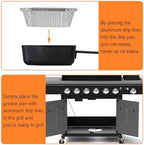 BQMAX Grill Drip Pan for Nexgrill 720-0830X 720-0830H 720-0925P 720-0896 720-0888S Cuisinart CGG-7400, Grease Pan with 15-Pack Aluminum Drip Liner for Nexgrill Grease Tray Replacement 720-0830X