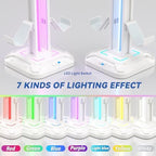 KDD Headset Stand with 9 Light Modes - Controller Holder for Desk - Rotatable Headphone Stand & Detachable Controller Hook for PC Earphone Accessories(White)