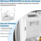 Upgraded WPW10347093 W10347093 W10347100 Ice Bucket Compatible with Whirlpool Maytag KitchenAid Refrigerator Ice Maker Replacement Parts WRF736 WRF757 WRF767 WRF989 KFIS29 KRFF507 Removable Ice Bin