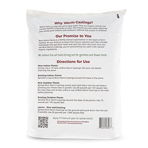 Brut Organic Worm Castings – 12 LB – Garden's Elixir for Thriving Blooms & Harvests!